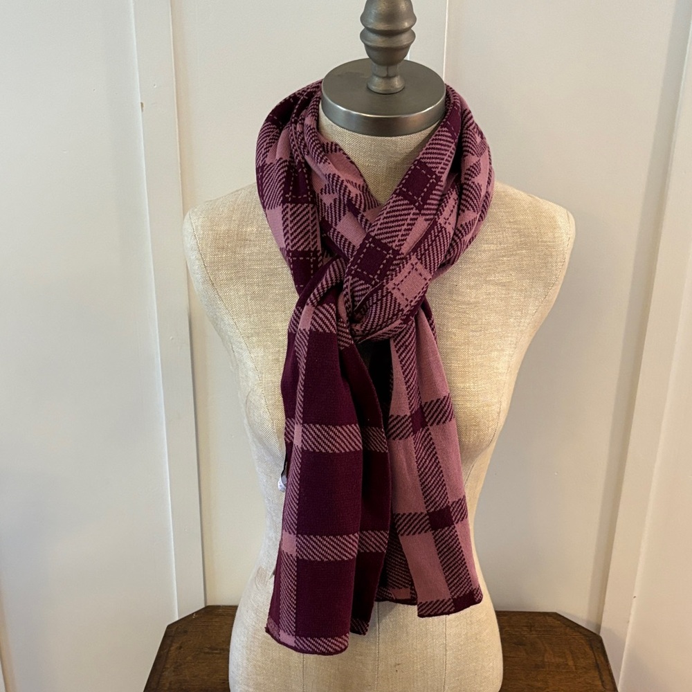 Isaac Mizrahi Pink and Purple Plaid Scarf